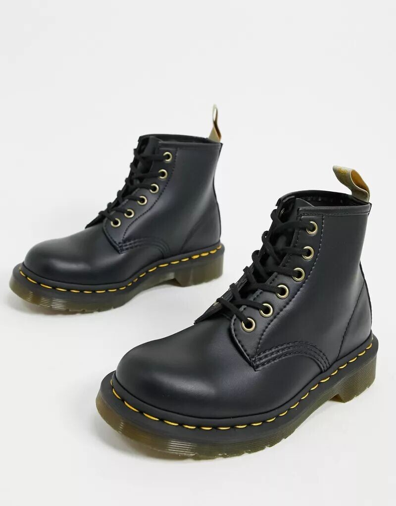 

Черные ботинки Dr Martens 101 Vegan с системой шнуровки с 6 отверстиями