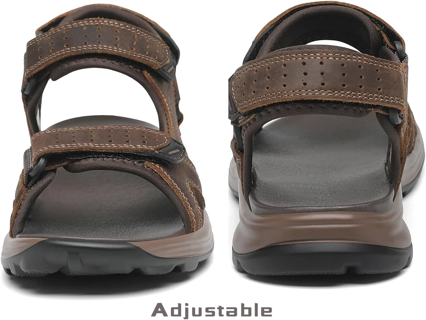 

Мужские спортивные сандалии FLARUT для активного отдыха, походов и прогулок, с открытым носком, кожаные, пляжные, водные, темно-коричневый