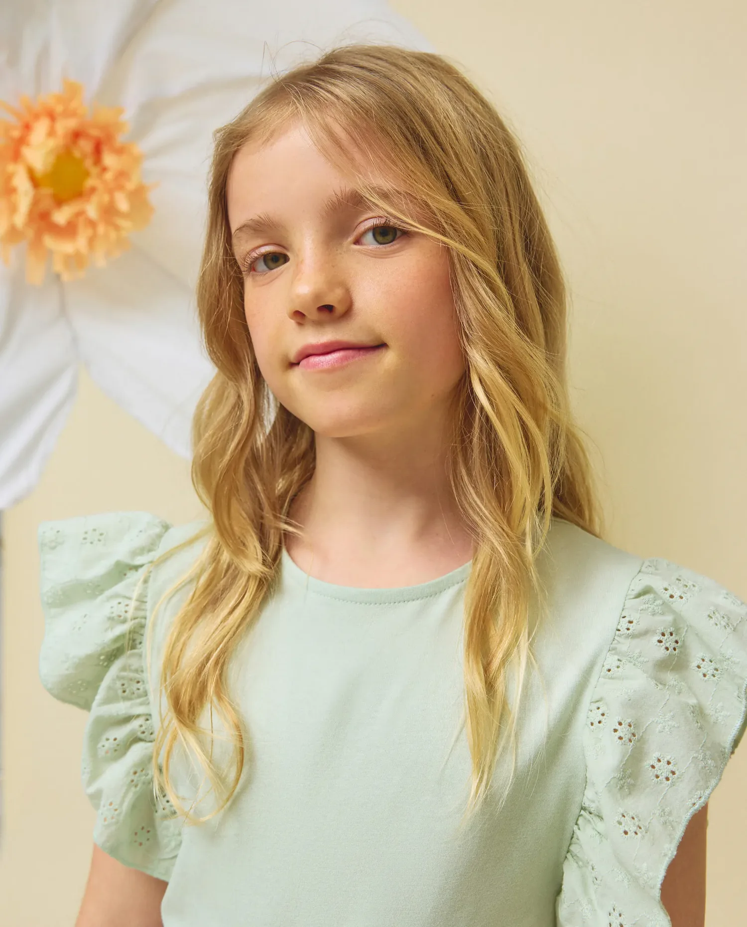 Детская майка без рукавов с воланом Kids El Corte Inglés, светло-зеленый — фото 4