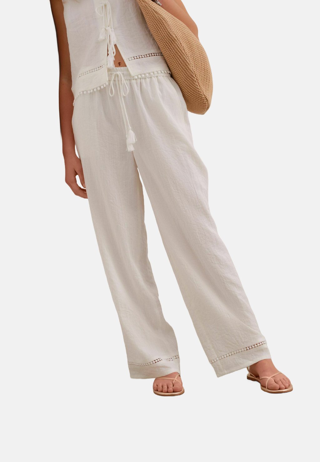 

Брюки WIDE LEG ELASTICED WAIST Next, белый
