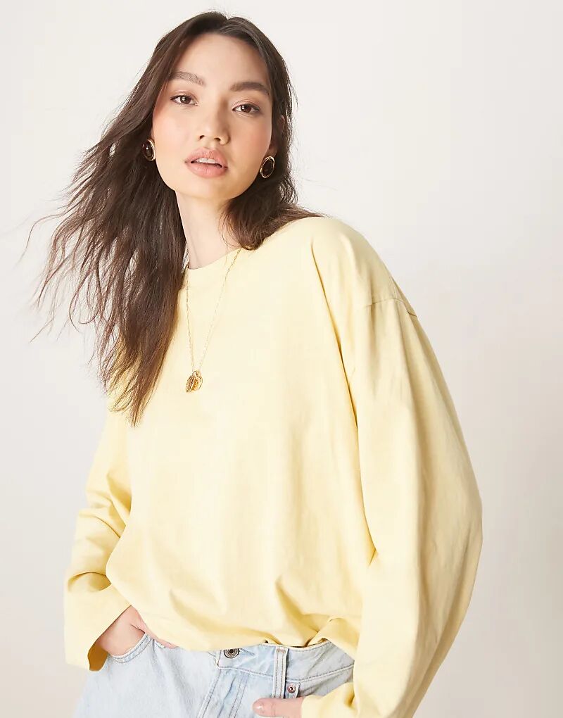 

Футболка с длинными рукавами цвета пахты ASOS DESIGN