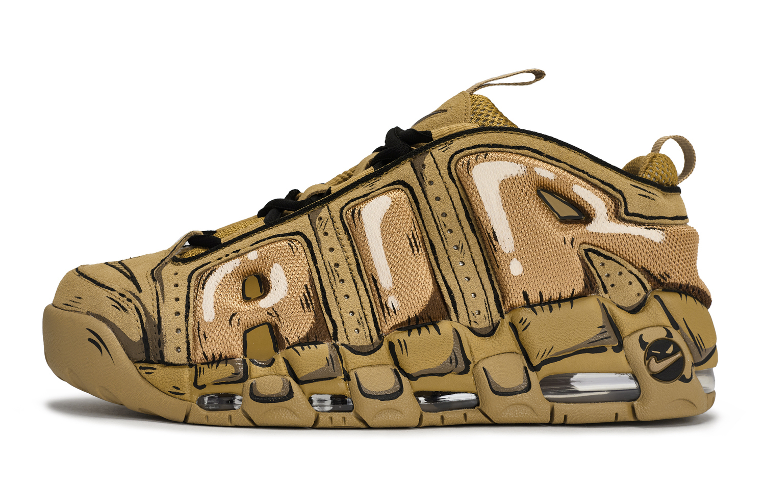 Air More Uptempo 811 Manufacturing, Dimensional Demon, специальная коробка для обуви, нескользящая низкая Nike, черный коричневый — фото 3