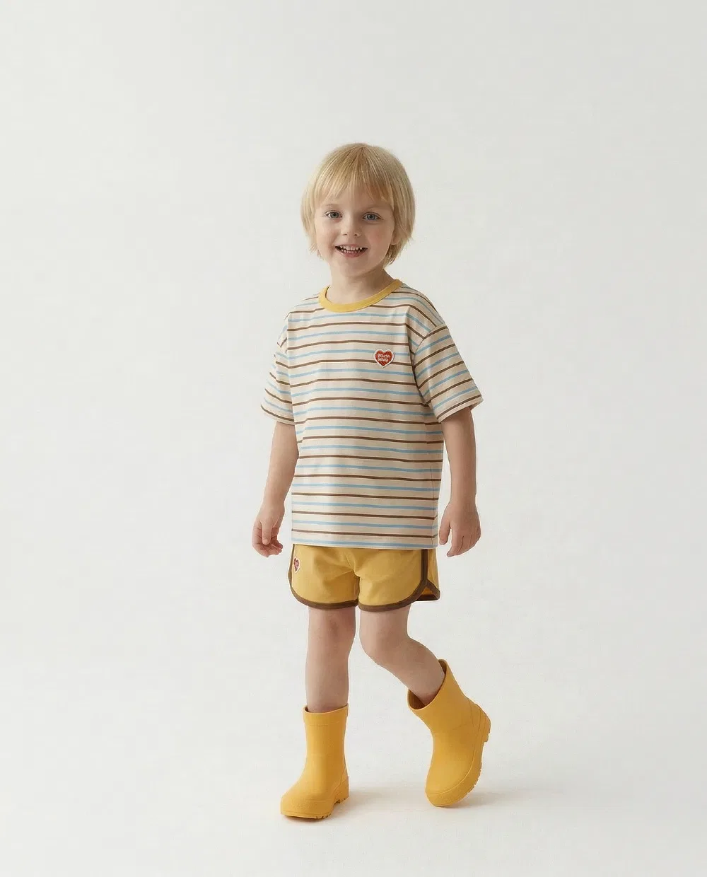 Детский комплект Bb Heart Multi Stripe футболка и шорты жёлтый от Belita&Boys