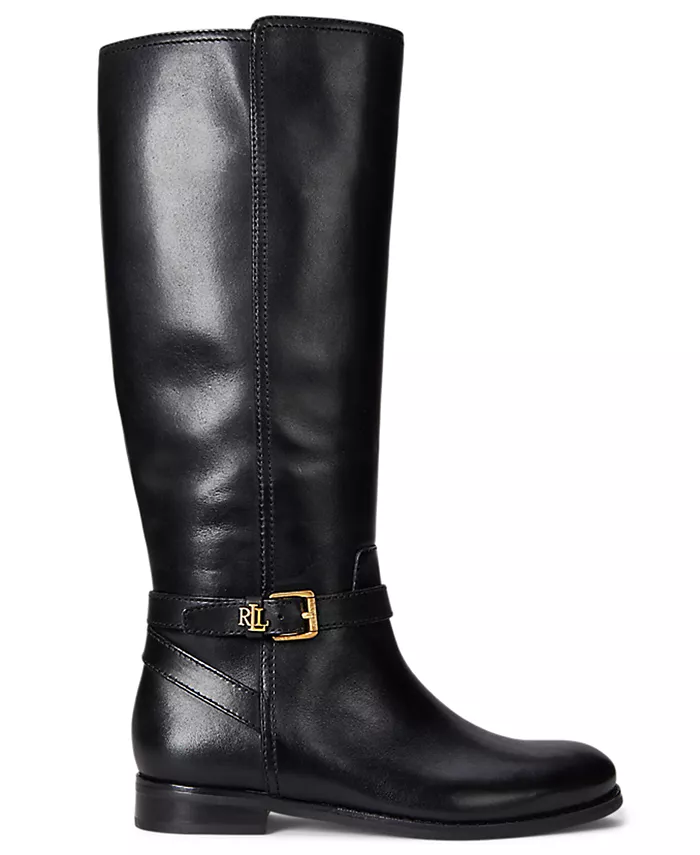 Женские высокие сапоги Brooke II из состаренной кожи Lauren Ralph Lauren, черный — фото 2