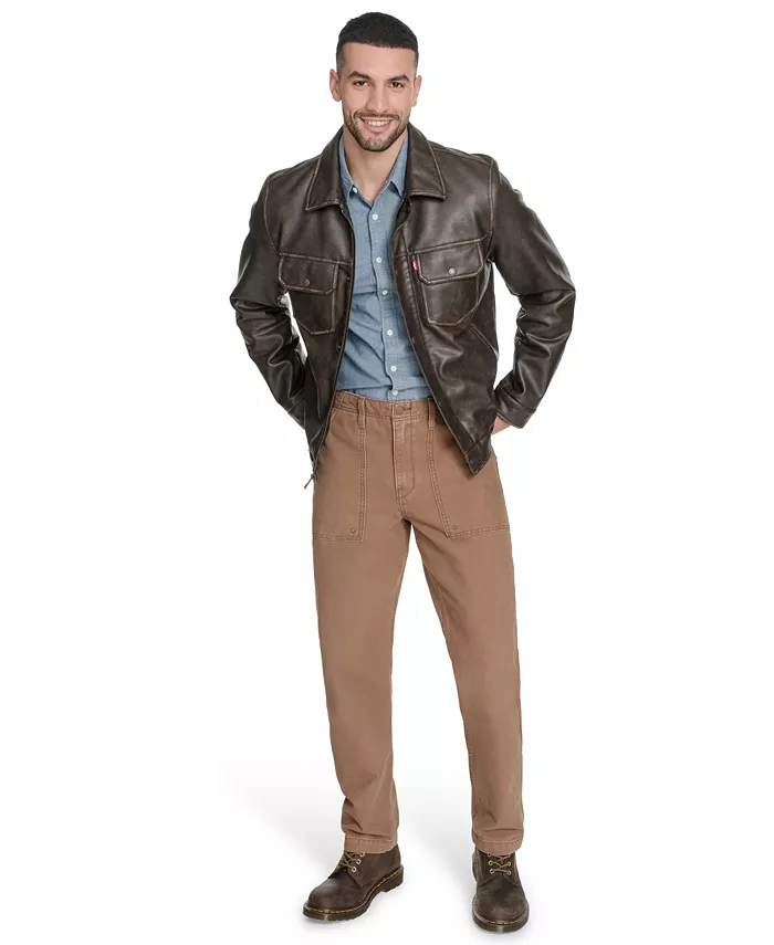 Мужская куртка-косуха из искусственной кожи Levi'S, коричневый — фото 2