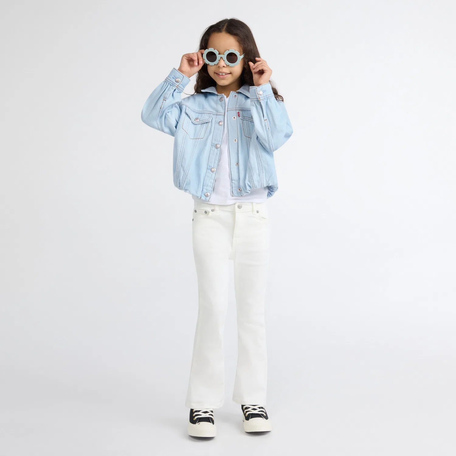 Джинсовая куртка-тракер Bubble Denim для девочек 4-6 лет Levi's, Light Wash — фото 4