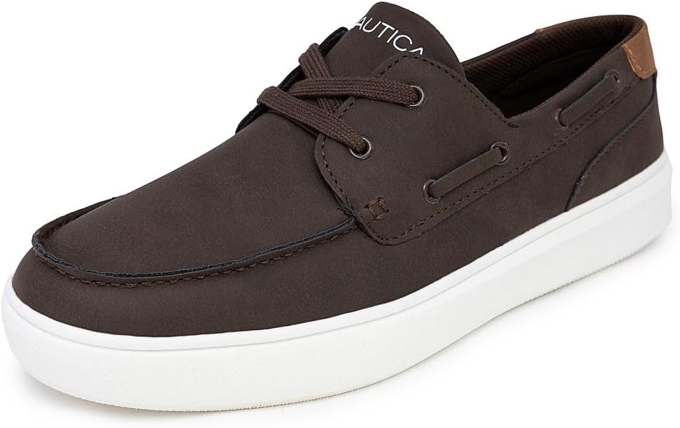 

Мужские лодочные туфли Nautica, повседневные лоферы, удобные кроссовки для ходьбы - мокасины (на пуговицах/со шнуровкой), Brown-ankar