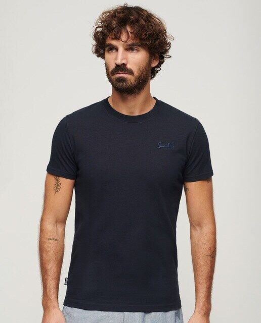 

Мужская футболка из органического хлопка с логотипом Essential Superdry, темно-синий