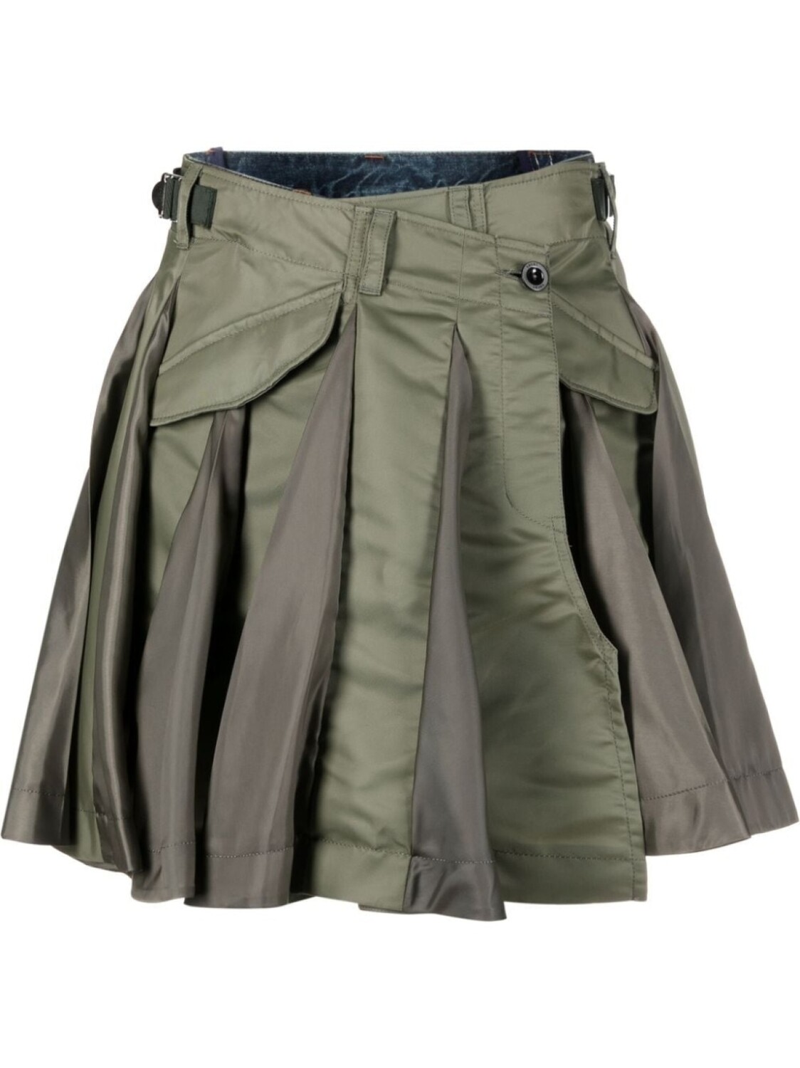 

Sacai расклешенная юбка мини со складками, синий