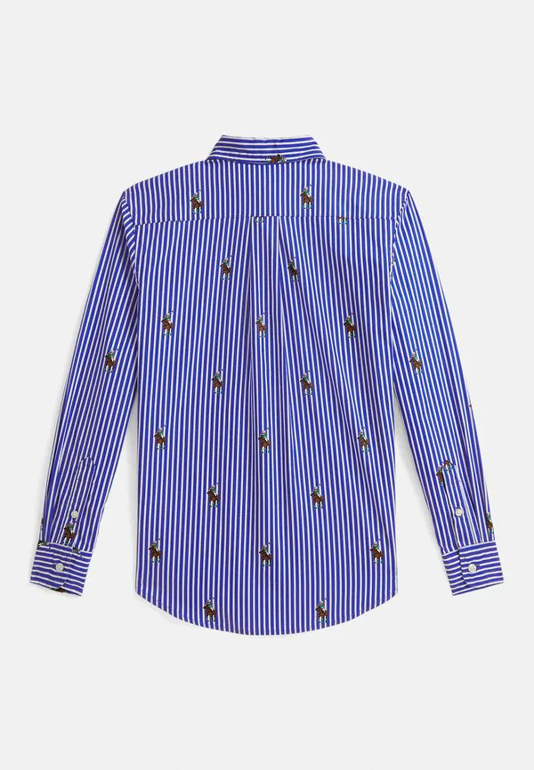 Хлопковая рубашка polo bear в полоску, размер 714y. Polo Ralph Lauren, Blue — фото 2