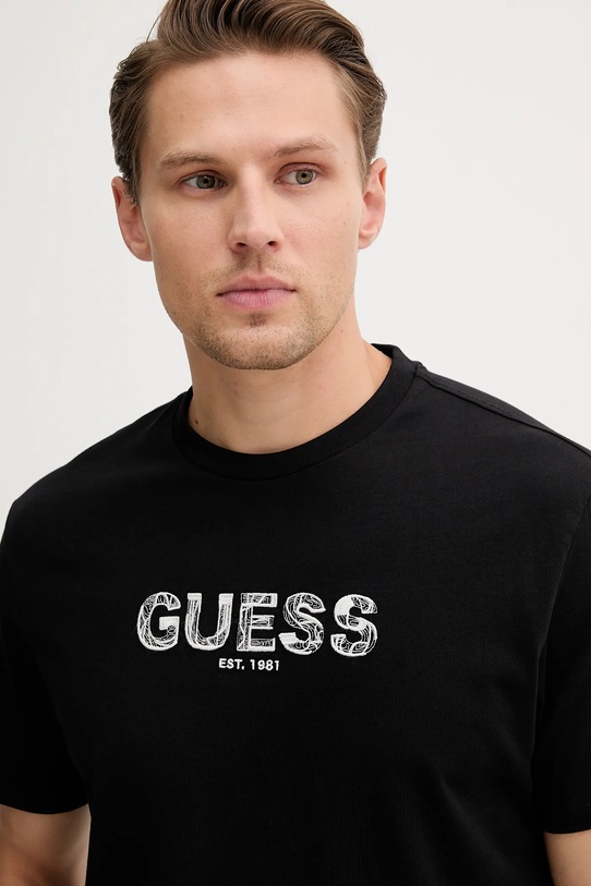 

Хлопковая футболка Guess, черный