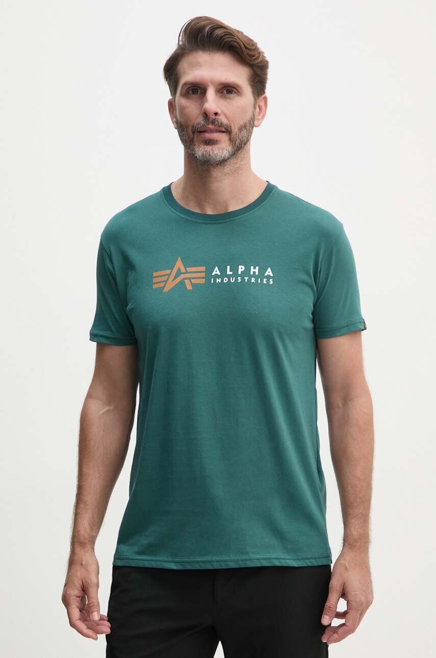 

Хлопковая футболка с этикеткой Alpha Industries, зеленый
