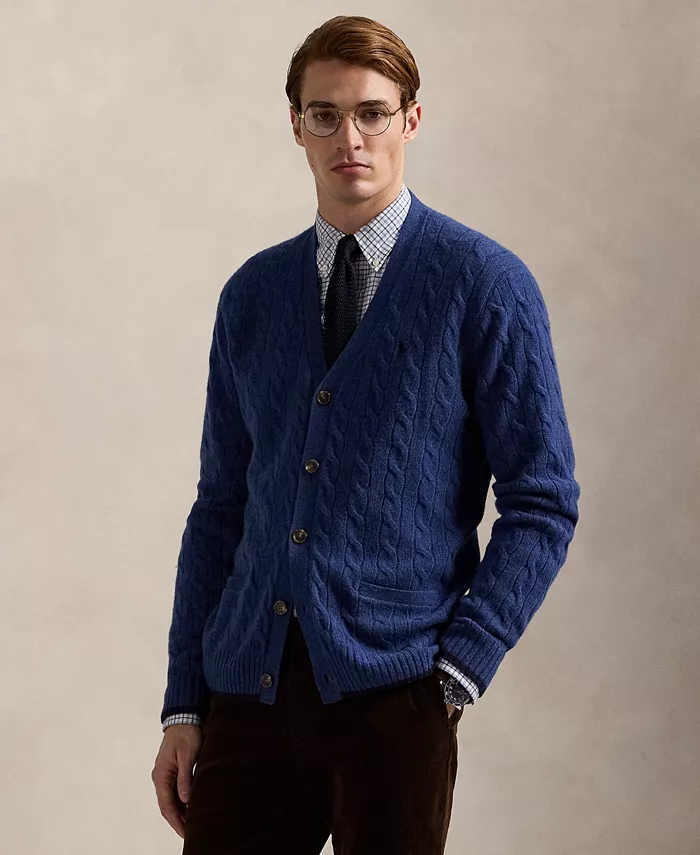 

Мужской кардиган из шерсти и кашемира с косами Polo Ralph Lauren, синий