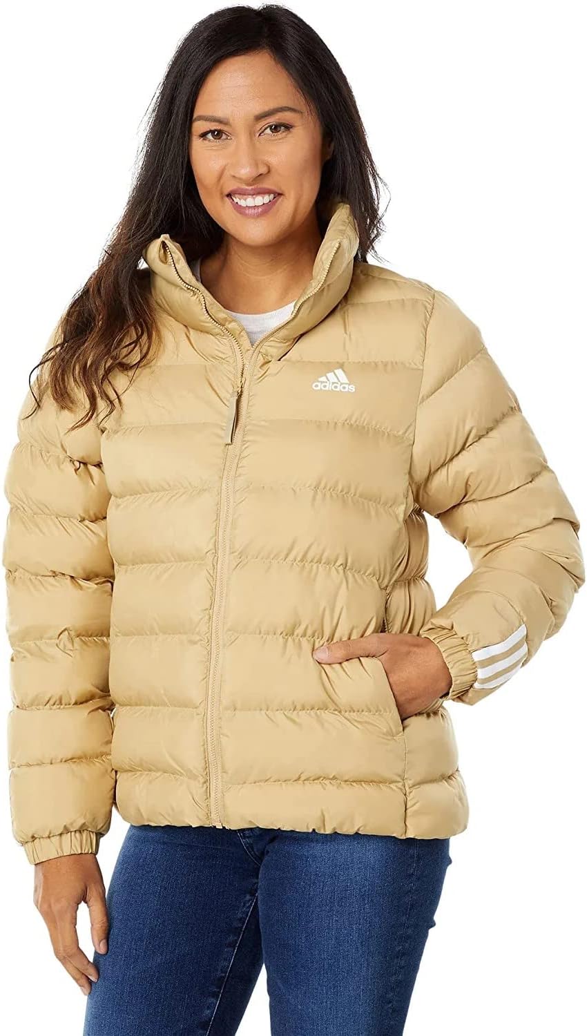 

Женская худи Adidas утепленная с тремя полосками, бежевый