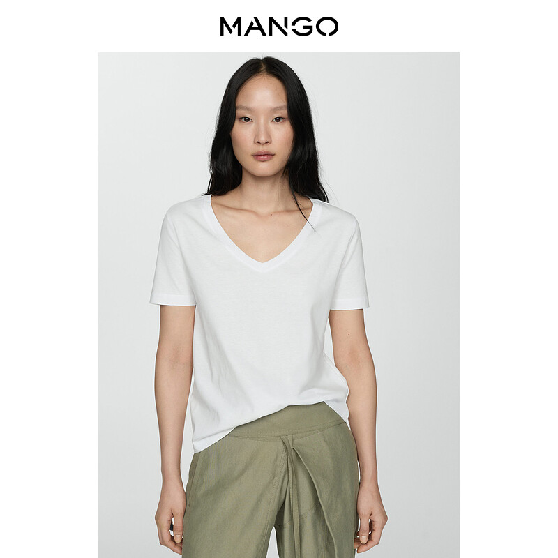 

Женская футболка Mango прямого кроя, белый