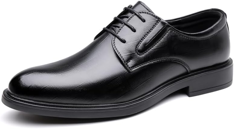 

Мужские туфли с заостренным носком из натуральной кожи на шнуровке и без застежки, низкие модные повседневные оксфорды, подходящие для церкви, деловых поездок, свадеб и официальных мероприятий Igzbibg, черный