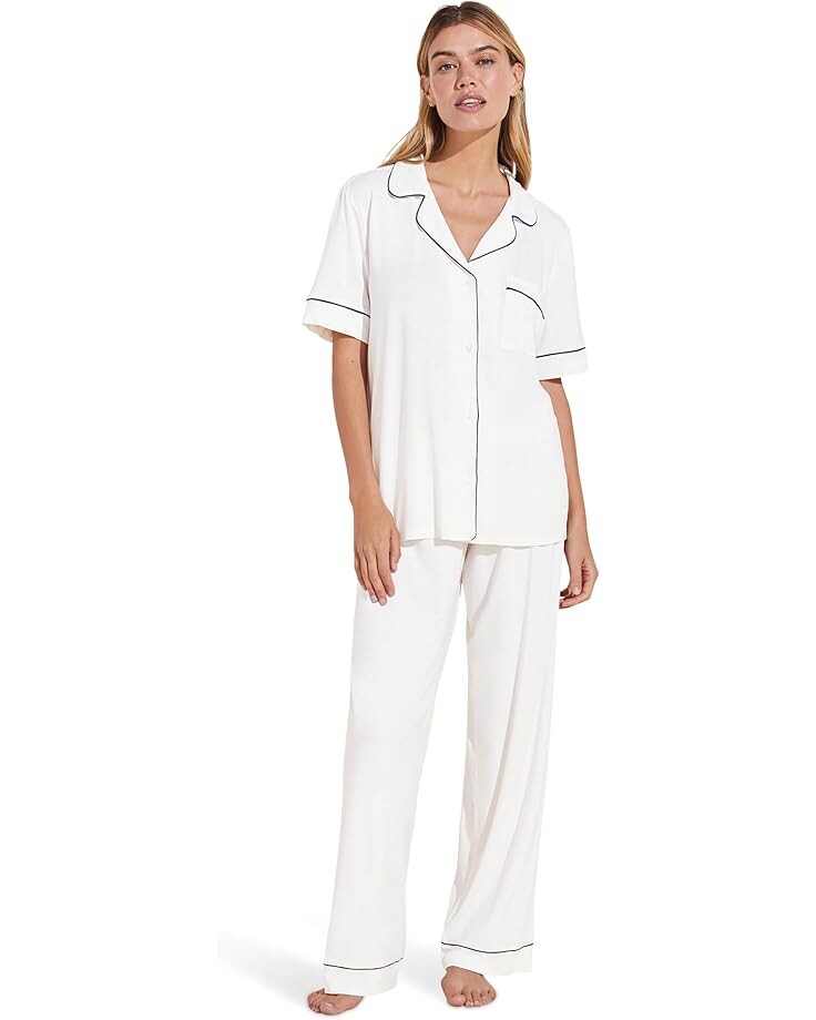 

Пижама Eberjey Gisele Pant PJ Set, цвет Pure Ivory/Navy