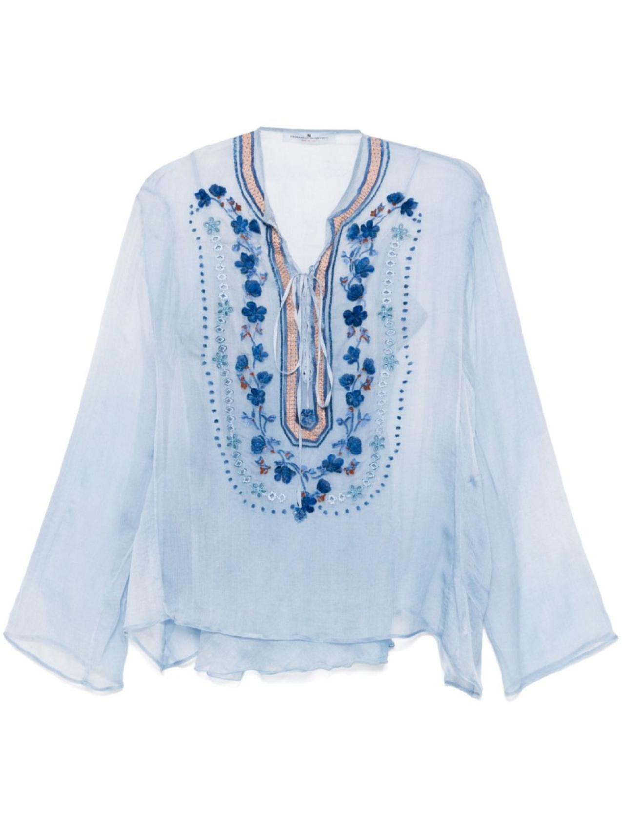 

Ermanno Scervino шифоновая блузка с вышивкой, синий