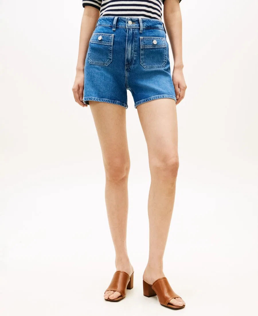 Женские джинсовые шорты с накладными карманами Tommy Hilfiger, Nos Mid Blue