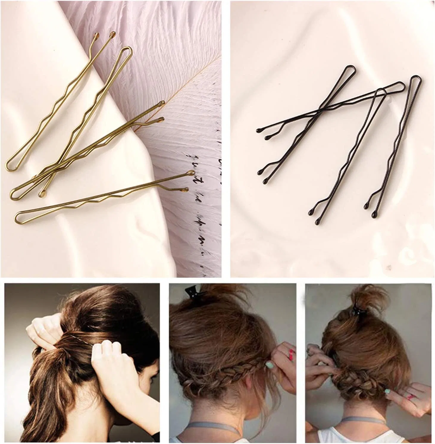 Металлические шпильки для волос, 50 шт., коричневые Generic, Straight-Brown — фото 4