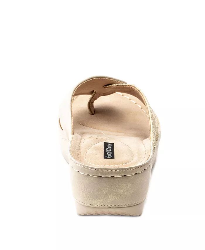 Женские босоножки на танкетке Dafni Thong GC Shoes, золотой — фото 3