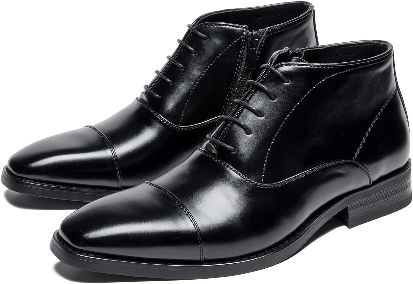 

Мужские мотоциклетные ботинки Santimon, черные формальные ботинки, деловой повседневный стиль, мужские оксфорды с молнией на щиколотке