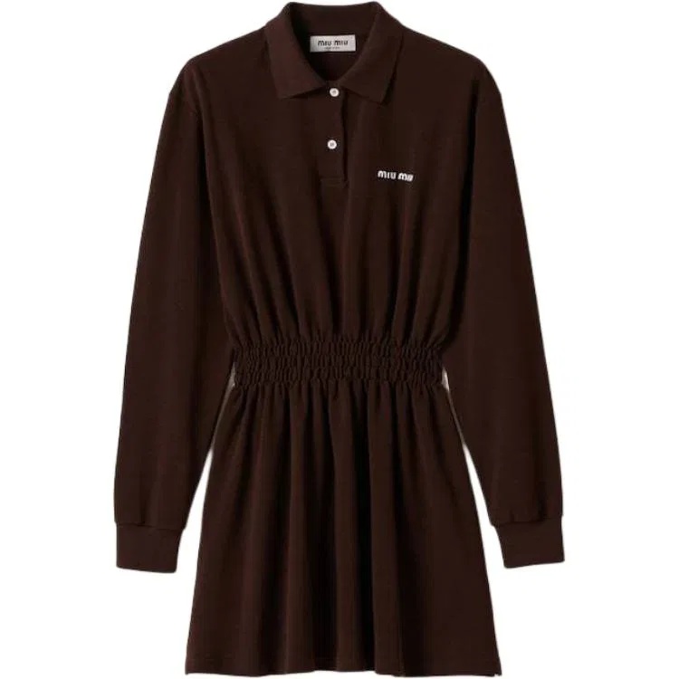 Платье с вышивкой логотипа MIU MIU Umber