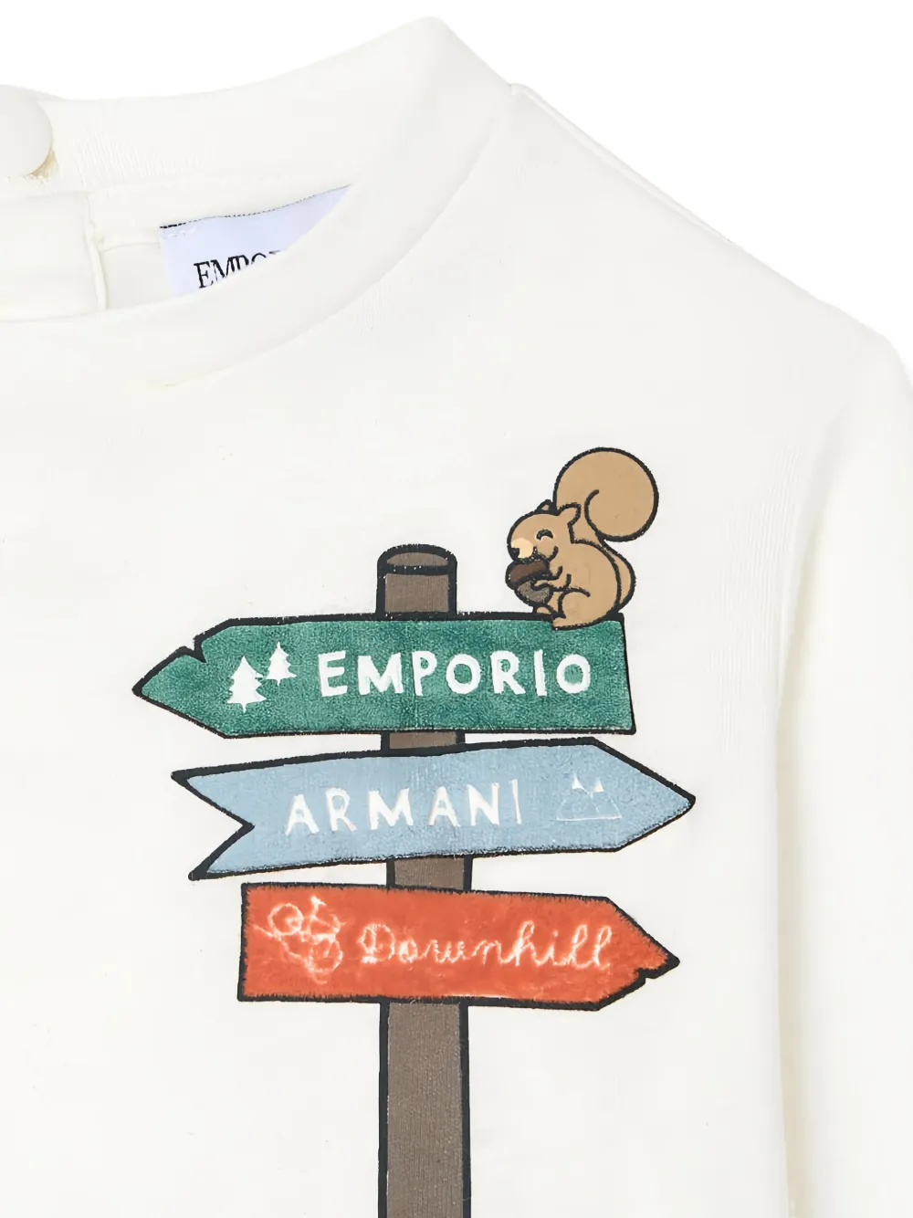 Джемпер с белкой и указателем, с длинными рукавами Emporio Armani Kids, белый — фото 3