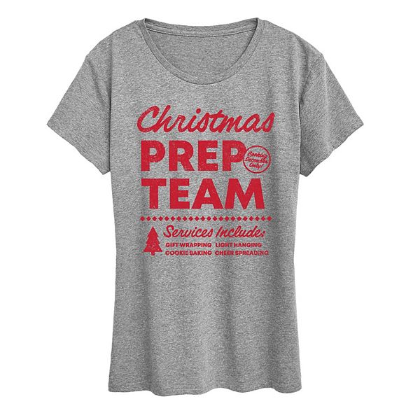 

Женская футболка с новогодним принтом Christmas Prep Team Licensed Character, Heather Gray