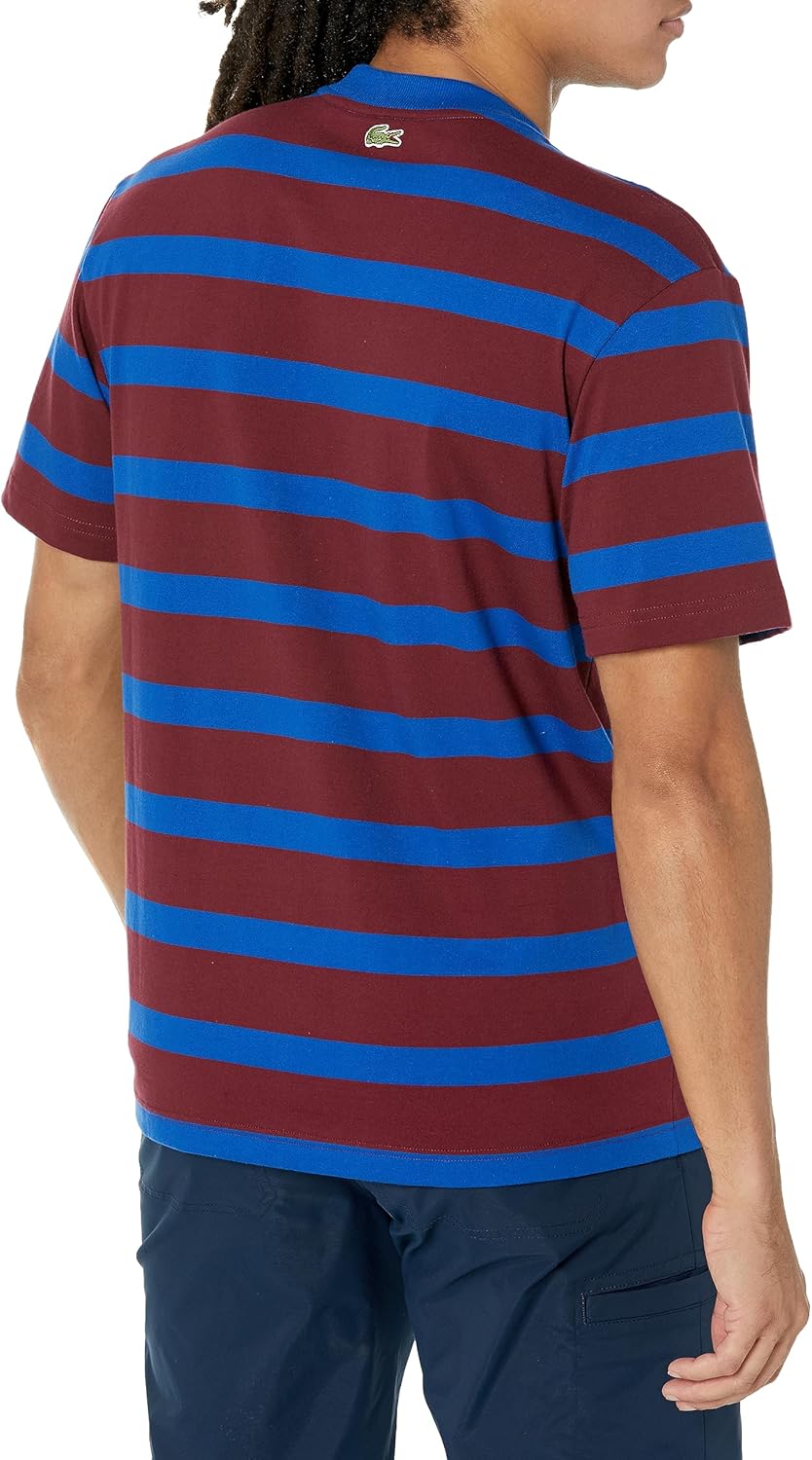 Мужская полосатая футболка с круглым вырезом и логотипом Lacoste Golf, Zin/Cobalt — фото 2