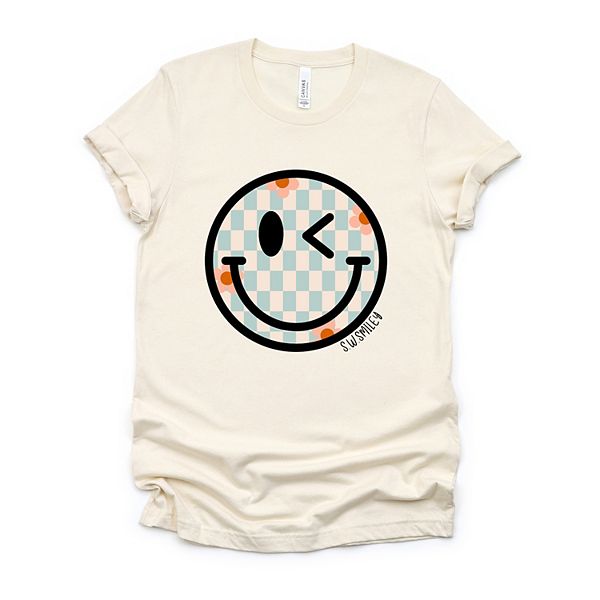 

Футболка с принтом SWSmiley checkered smiley face Simply Sage Market, Cream