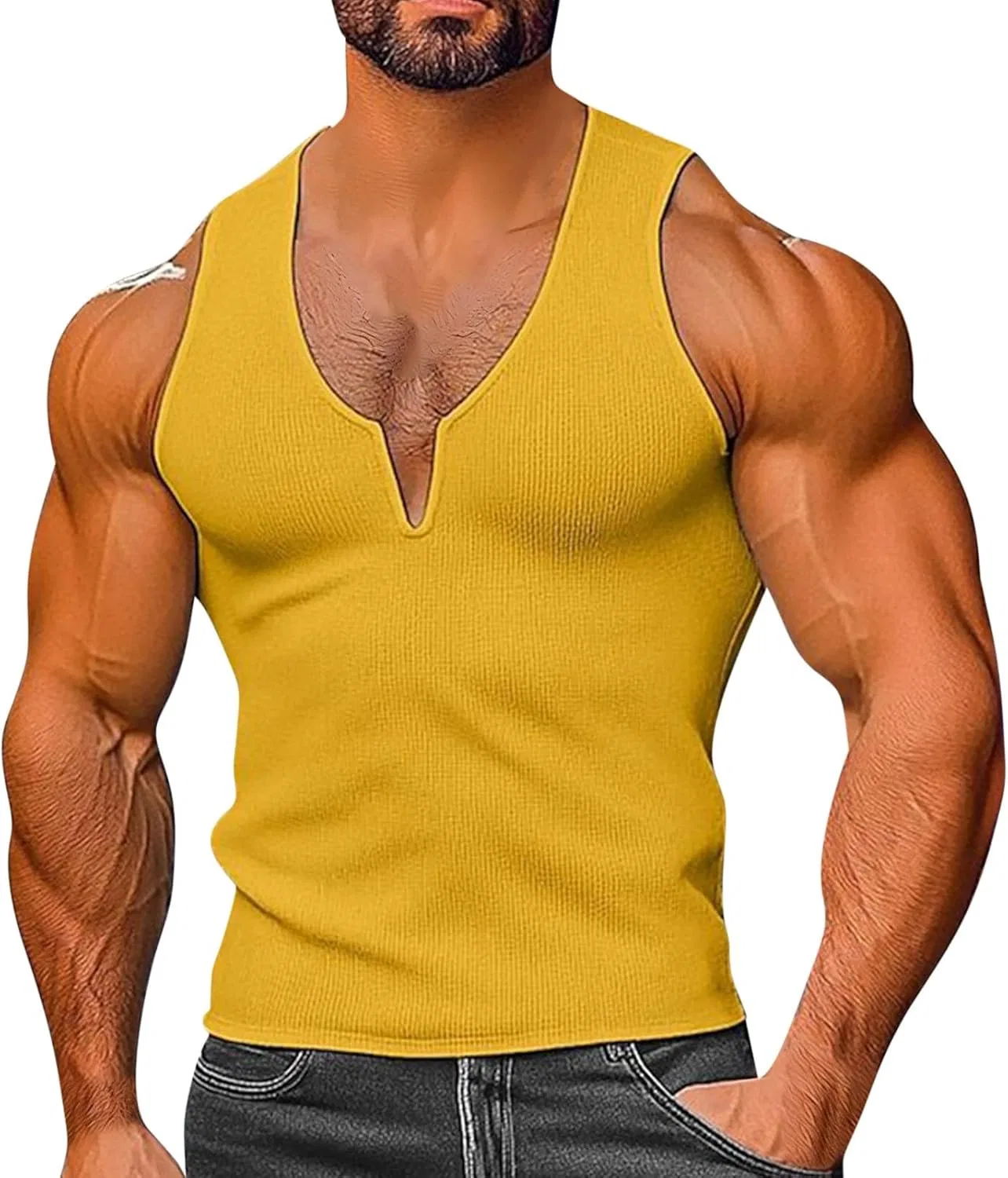 Мужской топ для тренировок на лямках, быстросохнущий, Generic, Yellow