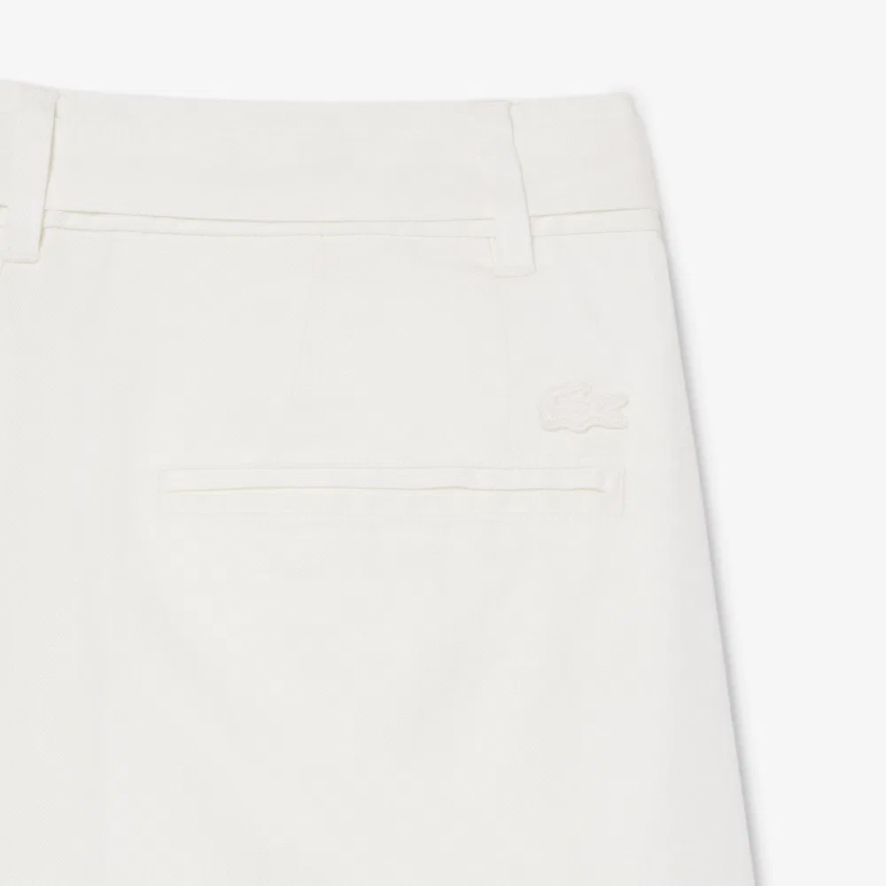 Шорты-бермуды Lacoste из смесового льна, офф-уайт — фото 4
