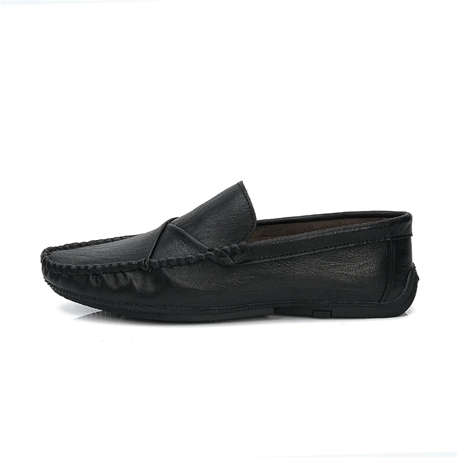Мокасины мужские Leather Flat Heel, черный — фото 2