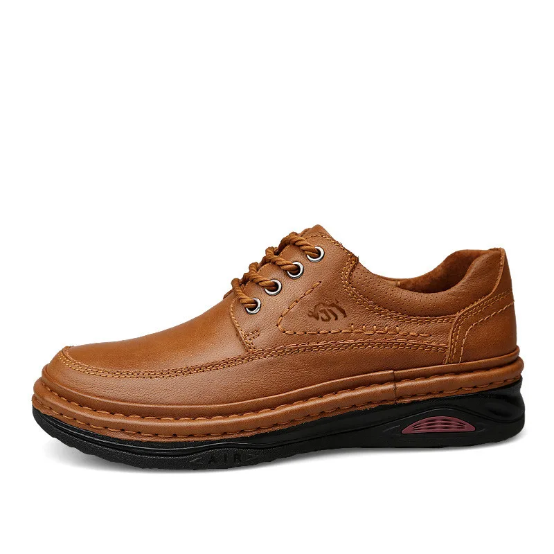 Мужские повседневные туфли из натуральной кожи GONGNIULEITING, Light Brown Insulated Shoes — фото 2