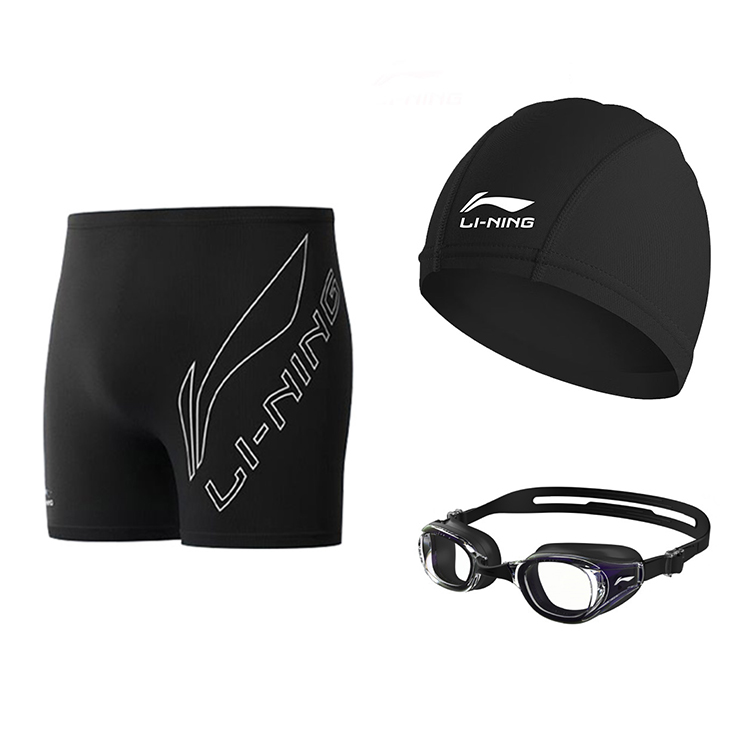 

Комплект для плавания silicone swimming pool men's LINING, 832-1 Swimming Shorts+263-2 черный Non-Prescription Swim Goggles+151-1 Swimming Cap