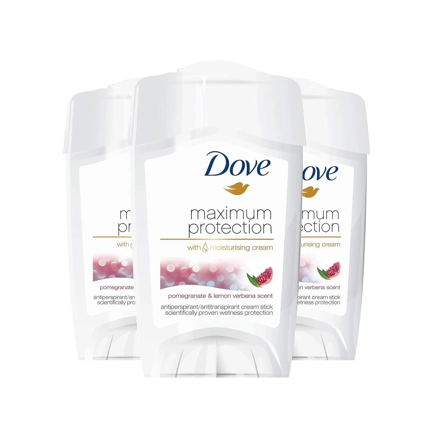 Крем-дезодорант-антиперспирант Dove Maximum Protection Go Fresh с ароматом граната и вербены, 45 мл, 3 шт. Dove