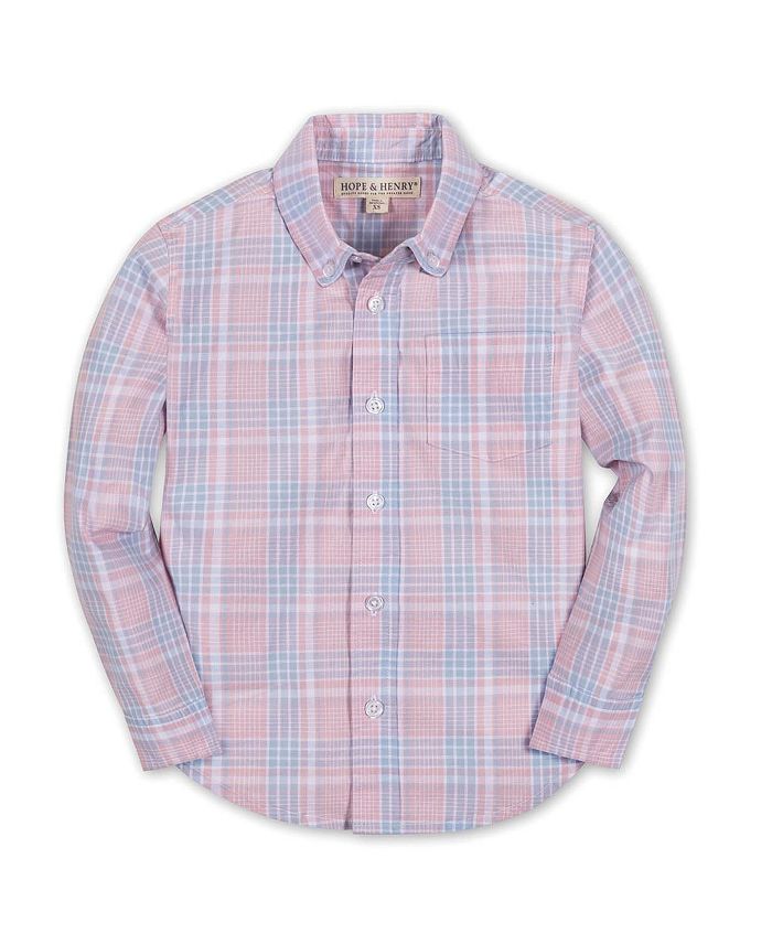 

Мальчиковая органическая растягивающаяся поплиновая рубашка с длинным рукавом на пуговицах - Little Kid, Big Kid Hope & Henry, розовый