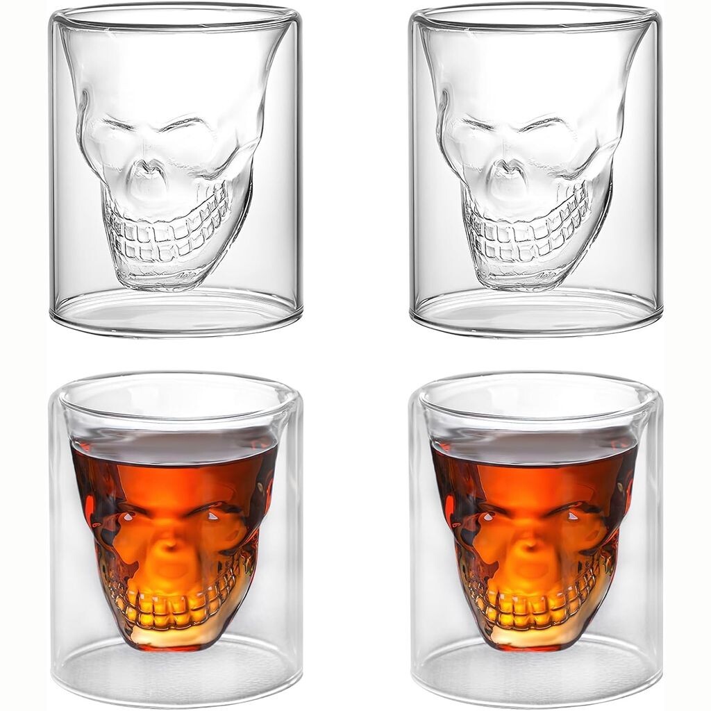 

Набор из 4 рюмок с черепом, термостойкий дизайн с черепом для холодных горячих напитков, рюмки для эспрессо на Хэллоуин, 20 мл Sonstige