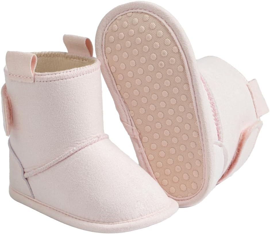 

Детские универсальные теплые ботинки с меховой подкладкой, мягкие, зимние для малышей, с нескользящей резиновой подошвой, зимние пинетки для малышей Zoolar, C4/Pink