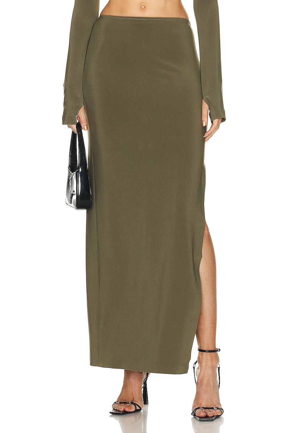 

Юбка Norma Kamali Side Slit Long, милитари