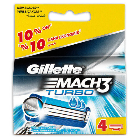 

Сменное лезвие, 4 шт. Gillette, Mach3 Turbo