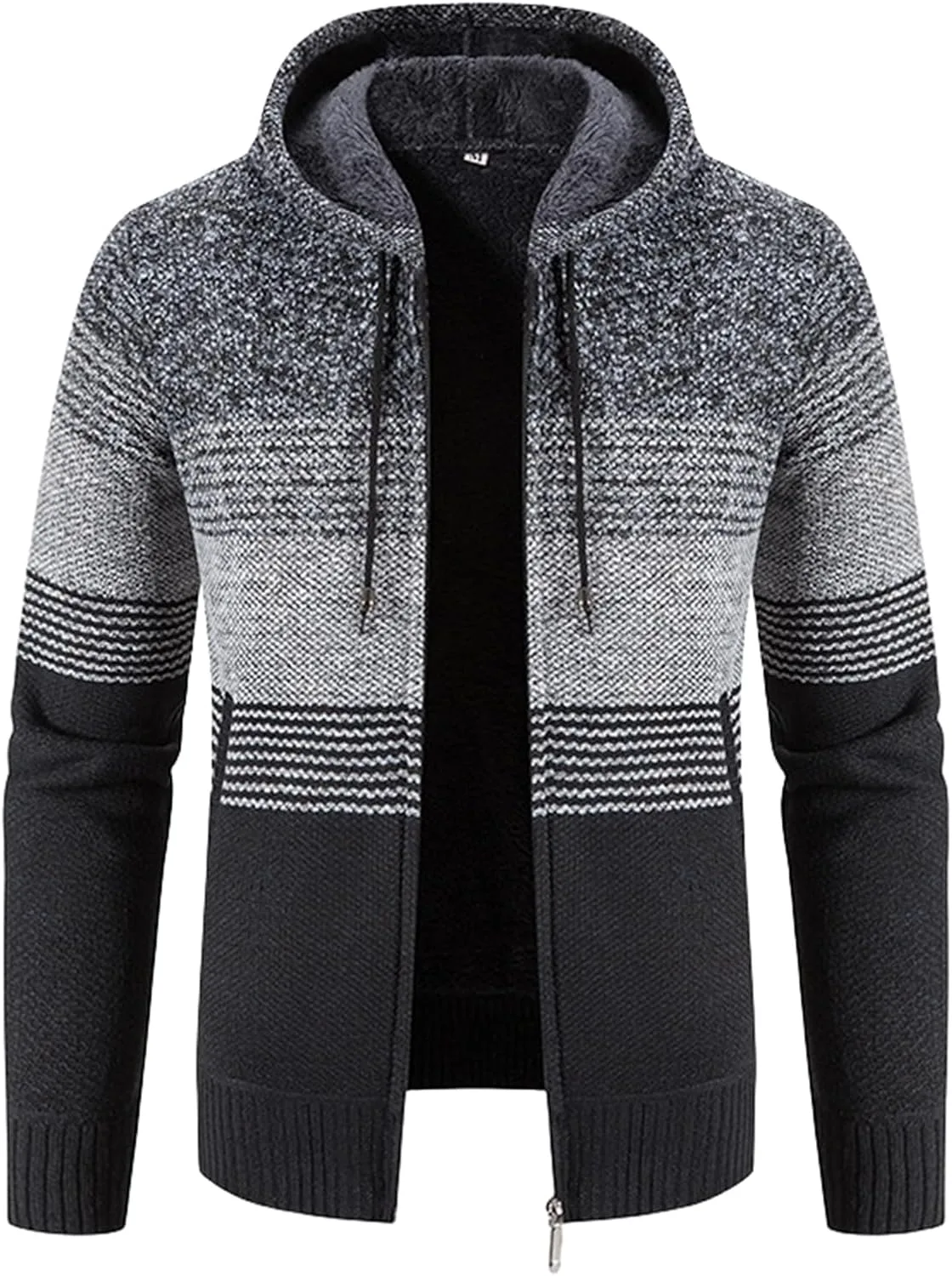

Мужской кардиган с капюшоном на молнии, утепленный флисом