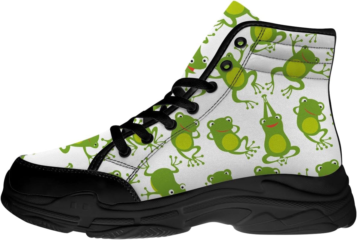 

Высокие кеды Quorax Frog для женщин и мужчин, тканевые обувь на шнуровке, забавные подарки с лягушкой для нее и для него, 3101 Cute Cartoon Frogs