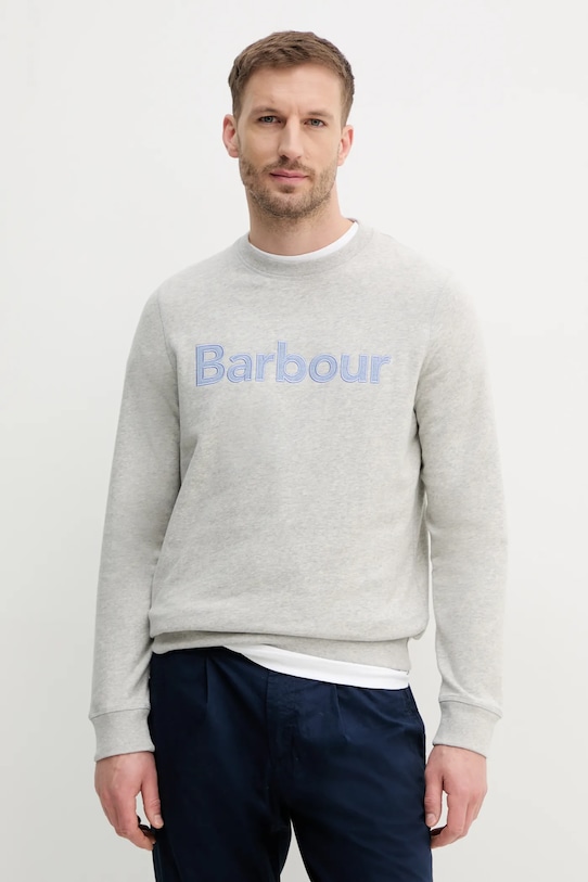 

Хлопковая толстовка Pique Applique Crew Sweatshirt Barbour, серый