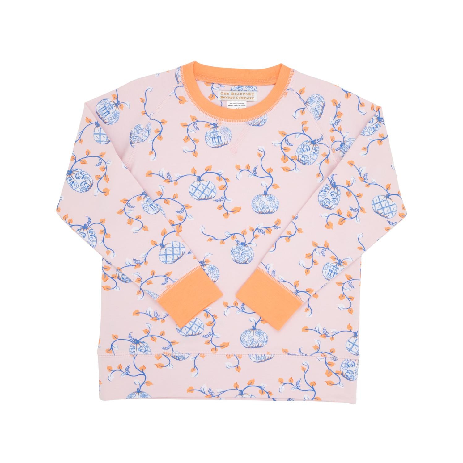 

Детская уютная толстовка Cassidy с круглым вырезом в цвете "Тыквенный восторг" и "Морской щербет" The Beaufort Bonnet Company, Gourd-Geous With Seashore Sherbet