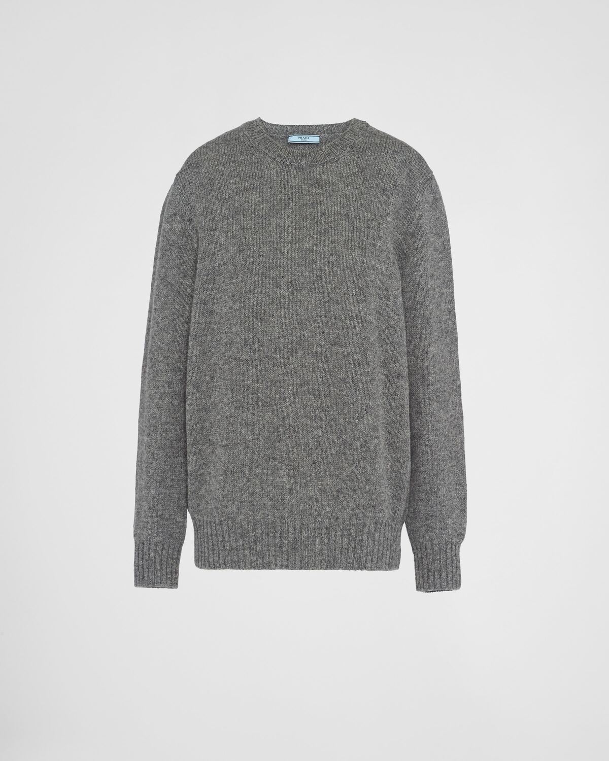 

Шерстяной свитер с круглым вырезом из кашемира Prada, серый