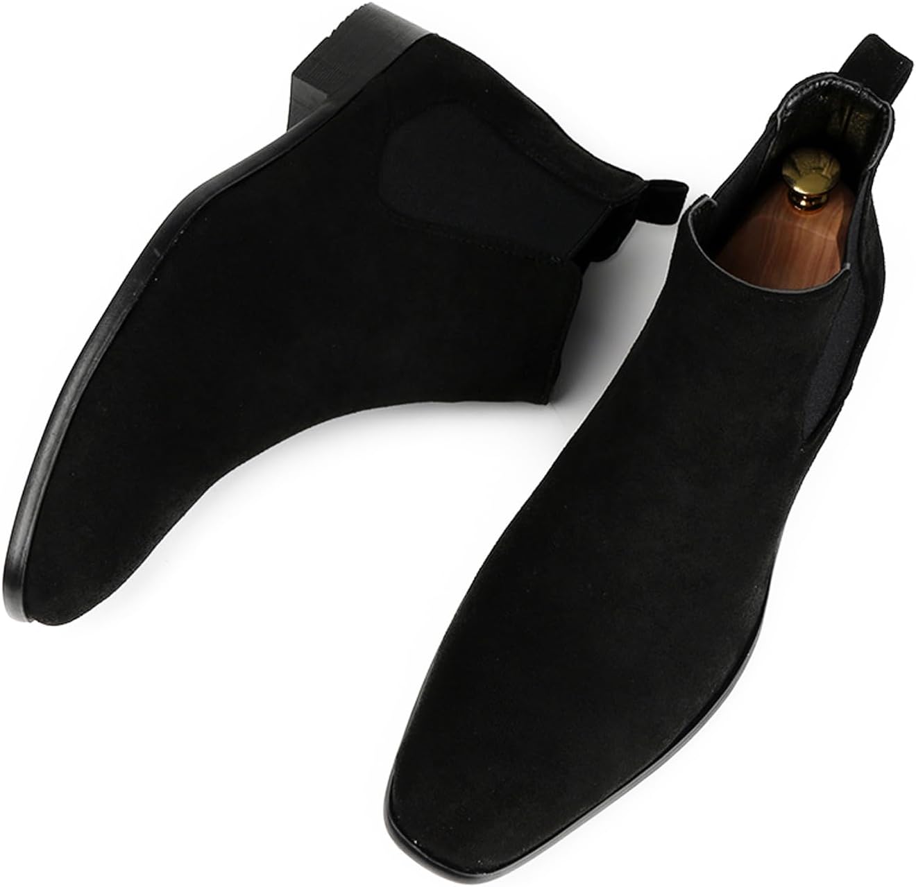 

Мужские замшевые ботинки челси NEJKG с низким каблуком, эластичными вставками, удобные, без шнуровки, нескользящие, для деловых встреч, вечеров и свиданий, черный