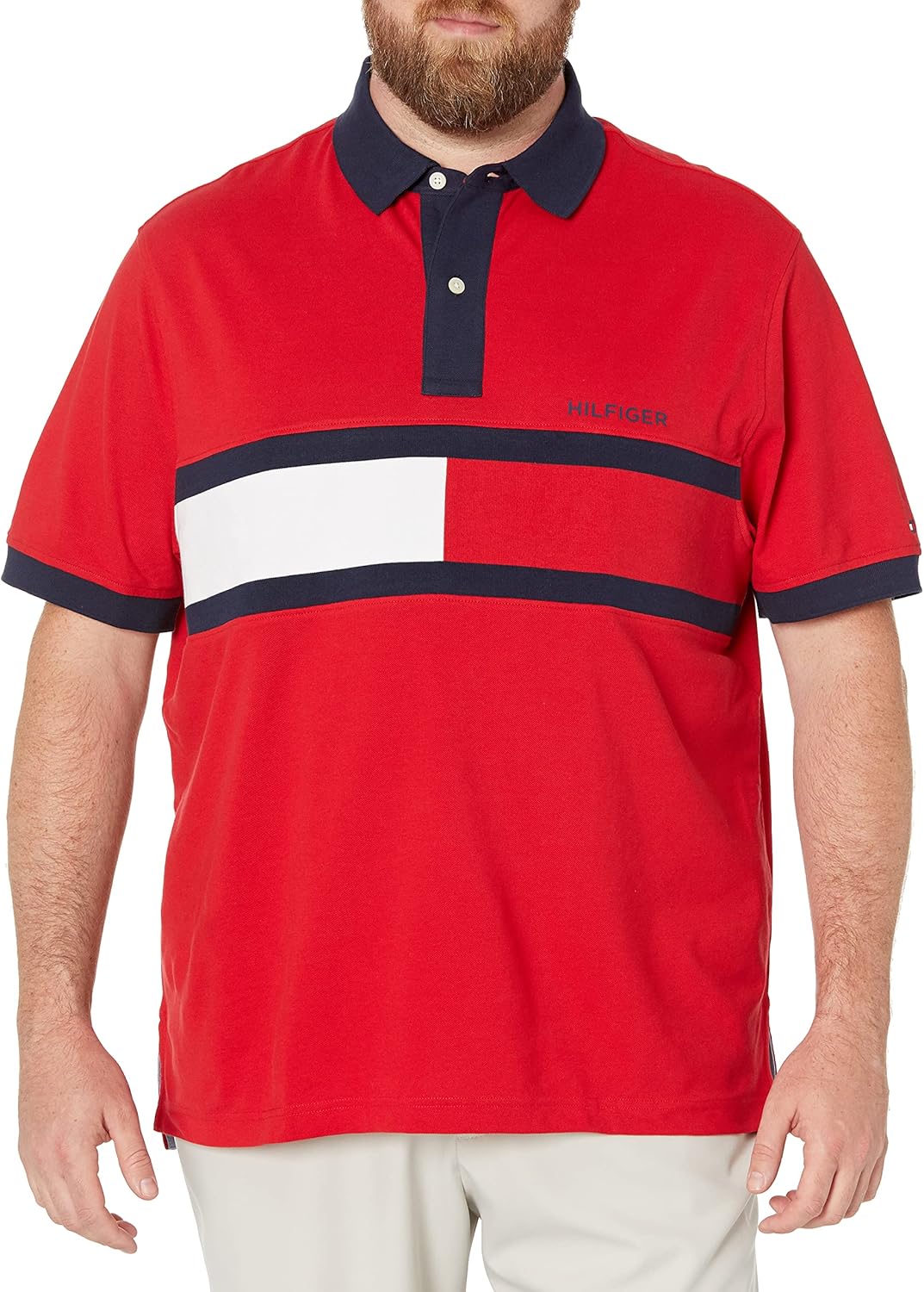 

Мужская рубашка поло Tommy Hilfiger с коротким рукавом и принтом флага из хлопка пике для больших и высоких, с индивидуальным кроем, Primary Red, Красный, Мужская рубашка поло Tommy Hilfiger с коротким рукавом и принтом флага из хлопка пике для больших и 