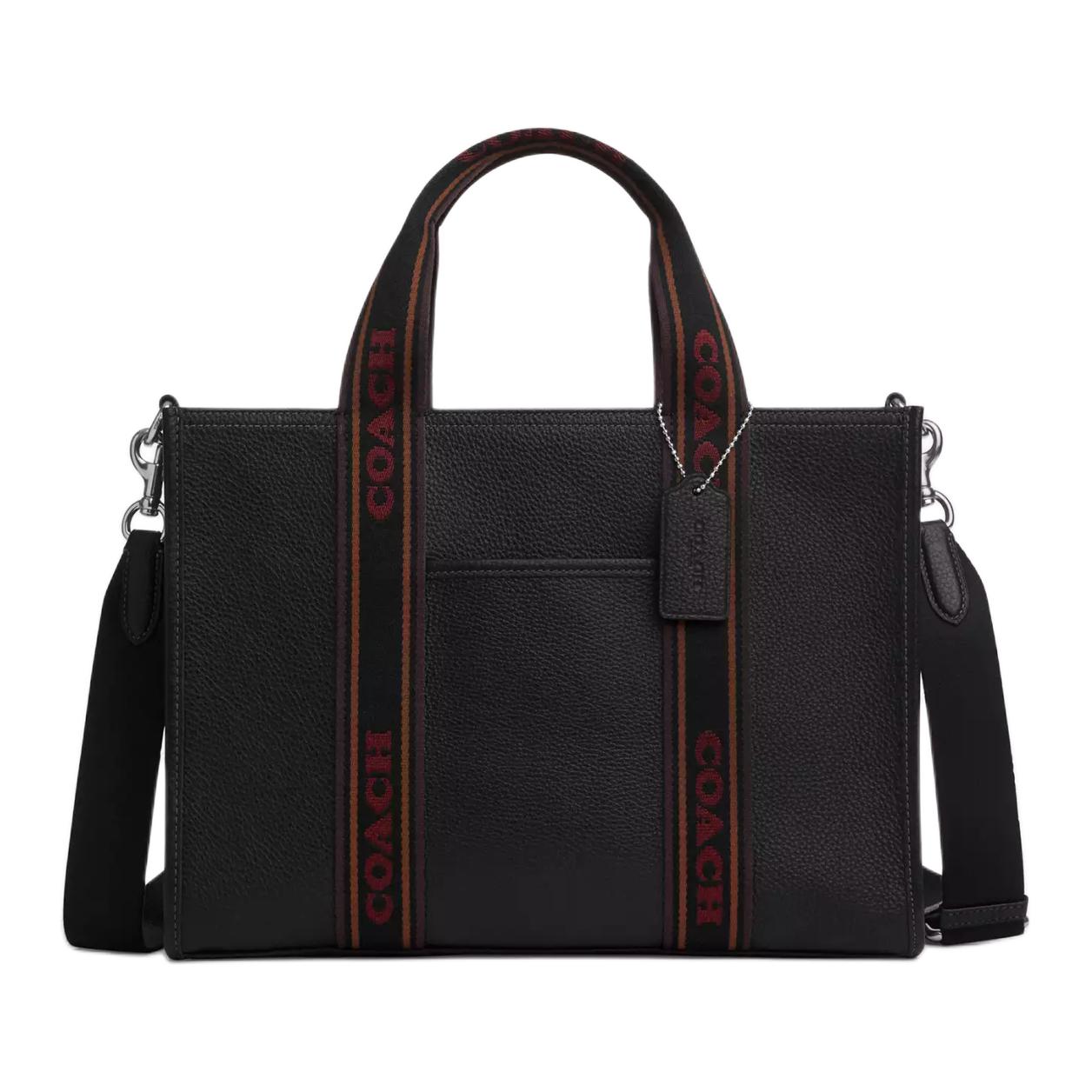 

COACH Сумка Smith Leather Tote Bag, Shopping Bag, Crossbody Bag, One Shoulder Handbag Tubas Women's Silver & Black Multicolor